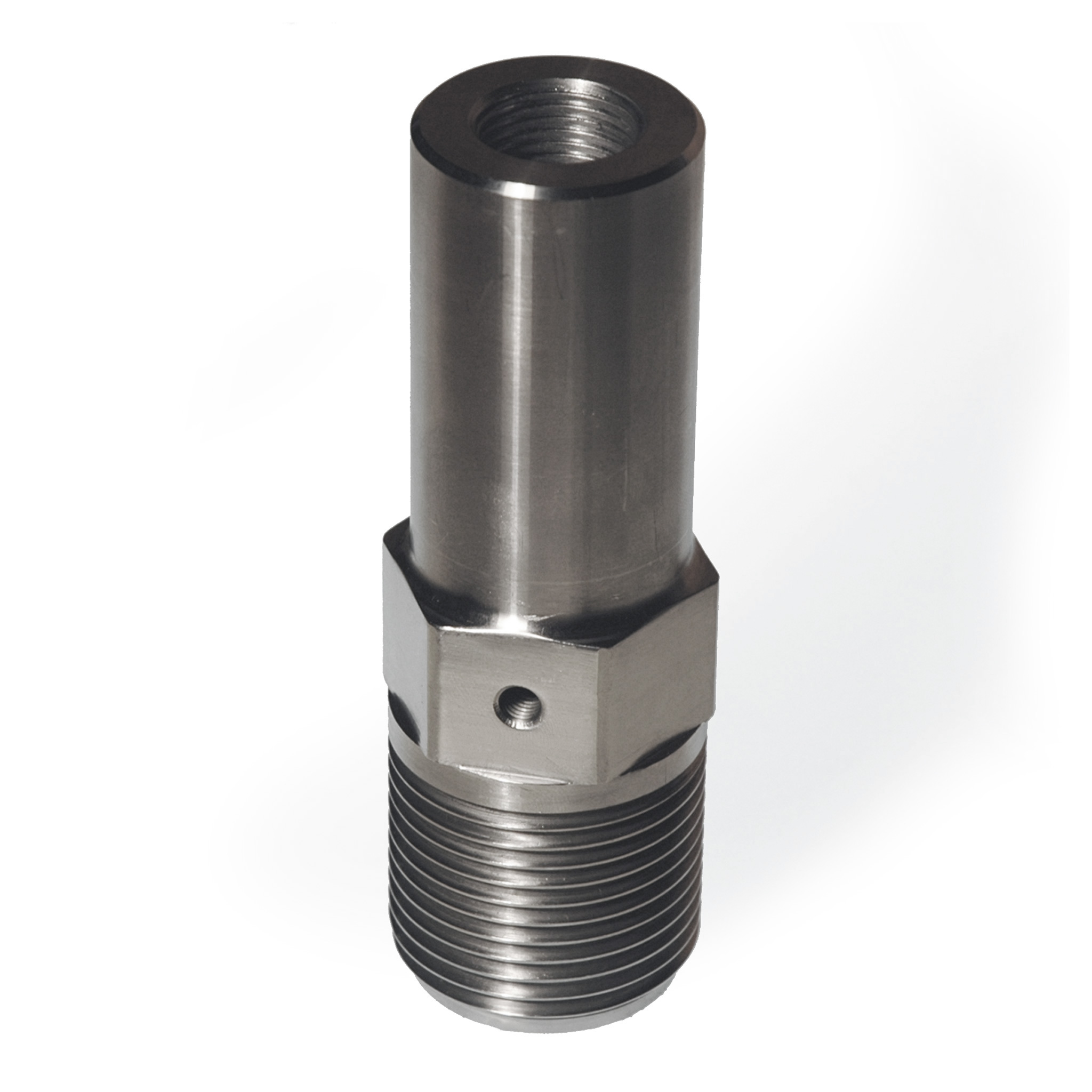 Nozzle Body, RT Style, GP, 8-1/4" Long, 1-3/4"-8 Thd, 1-1/4" RO with 1/4"-28 & 1/8"-27 NPT T/C Holes - Image 1