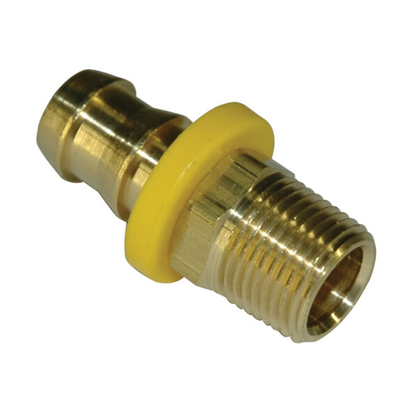 Hose Barb, 1/2" Inside Diameter Push-On, 3/8" Male NPT, Brass
