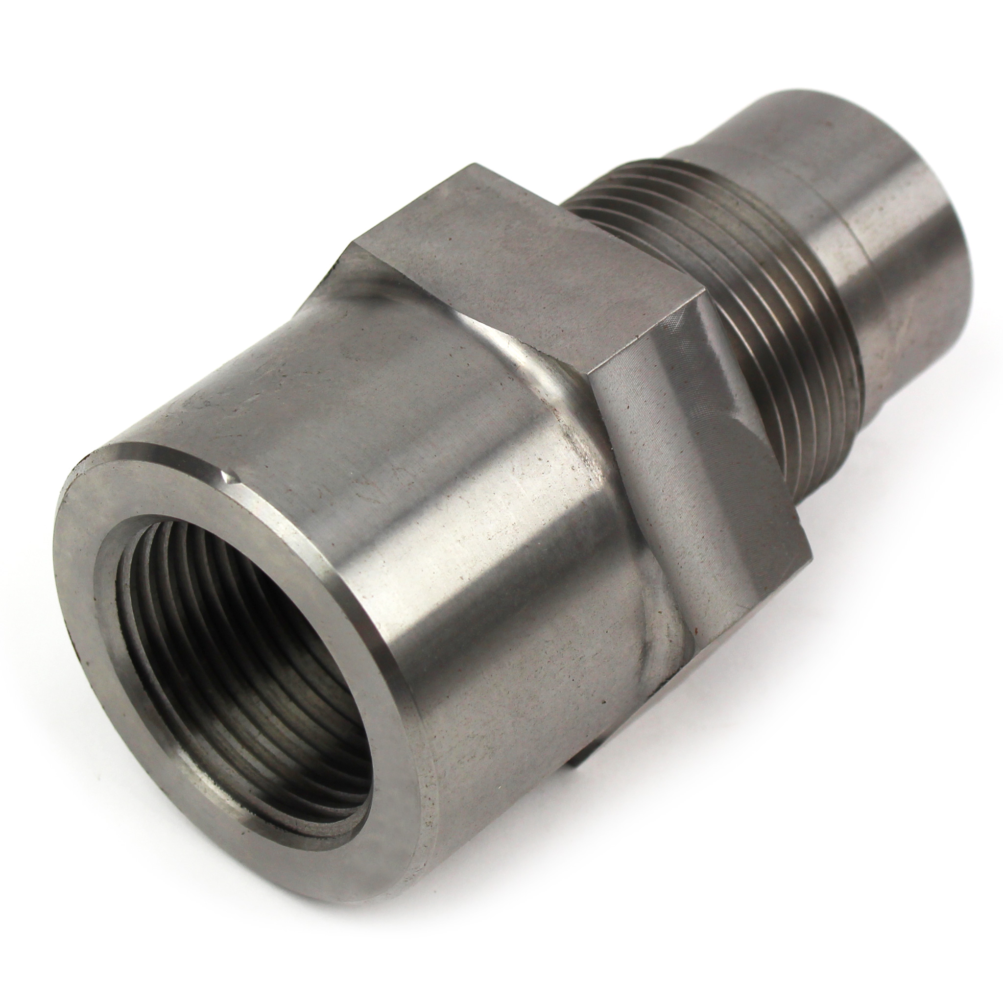 Nozzle Thread Adapter, M30X3.0 Male Thd, 1/2" RO, 1.13" Thd Length, 1-3/4"-8 Female Thd, Kawaguchi - Image 1