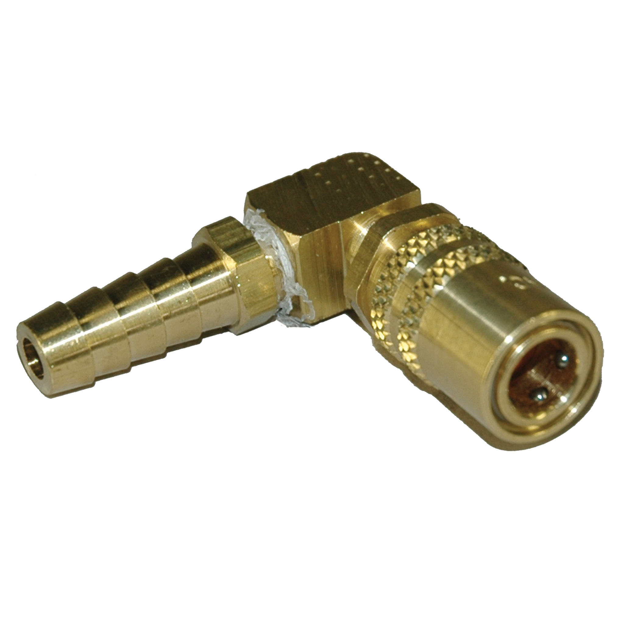 Coupler, Water, 1/4" Passage, 90 Degree, 3/8" Inside Diameter Hose, 216 Series. - Image 1