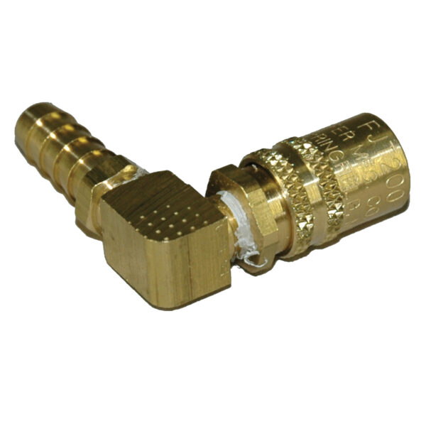 Coupler, Water, 1/4" Passage, 90 Degree, 3/8" Inside Diameter Hose, 216 Series.