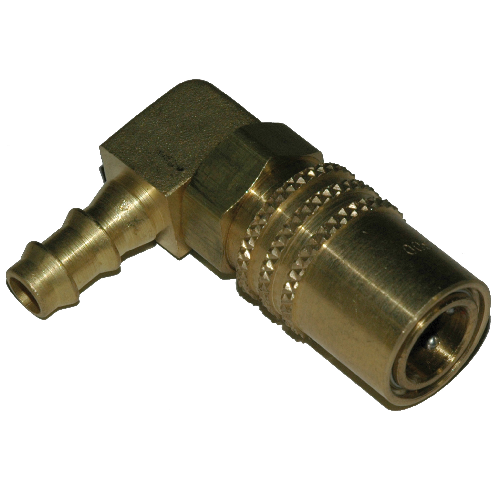 Coupler, 3/8" Passage, 90 Degree, 3/8" Inside Diameter Hose, 316 Series. - Image 1