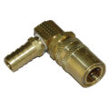 Coupler, 3/8" Passage, 90 Degree, 1/2" ID hose Barb, 318 Series. - Image 1