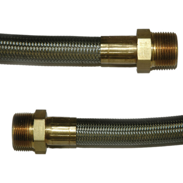 Hose, High Heat Resistant, PTFE, 10' Long, Swaged 3/4" Male NPT Fittings on Both Ends