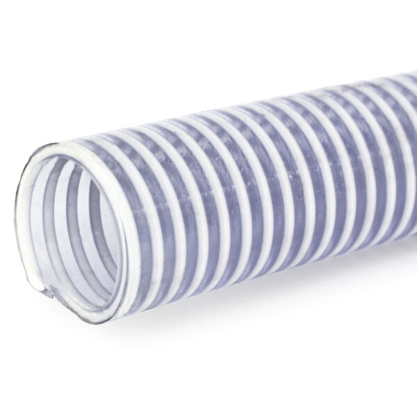Loader Hose, 1-1/2" ID, Smooth Cover, Clear Wall, White Helix Reinforced PVC & Seamless Smooth Bore