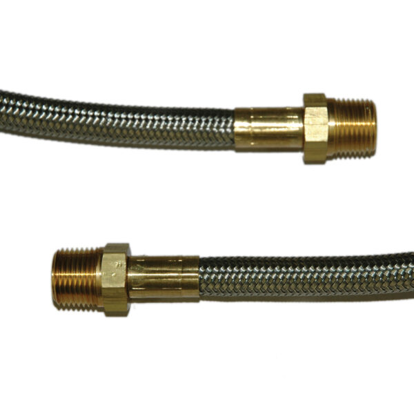 Hose, High Heat Resistant, PTFE, 8' Long, Swaged 3/8" Male NPT Fittings on Both Ends