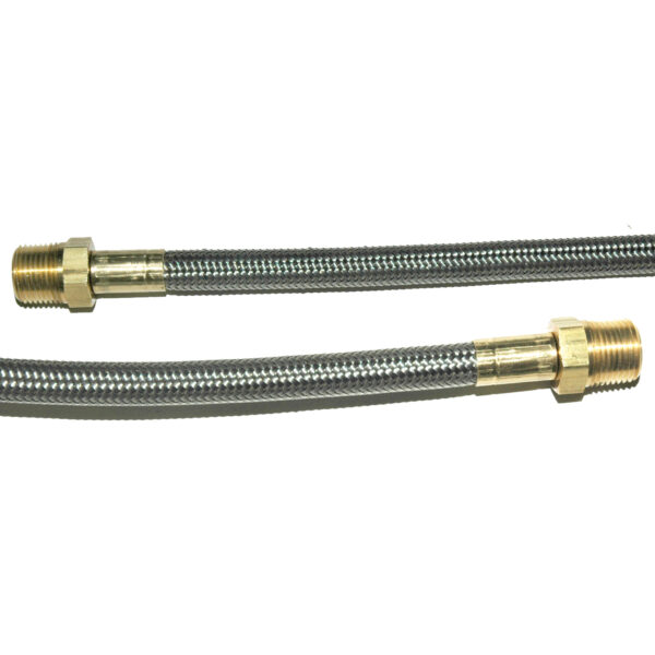 Hose, High Heat Resistant, PTFE, 10' Long, Swaged 3/8" Male NPT Fittings on Both Ends