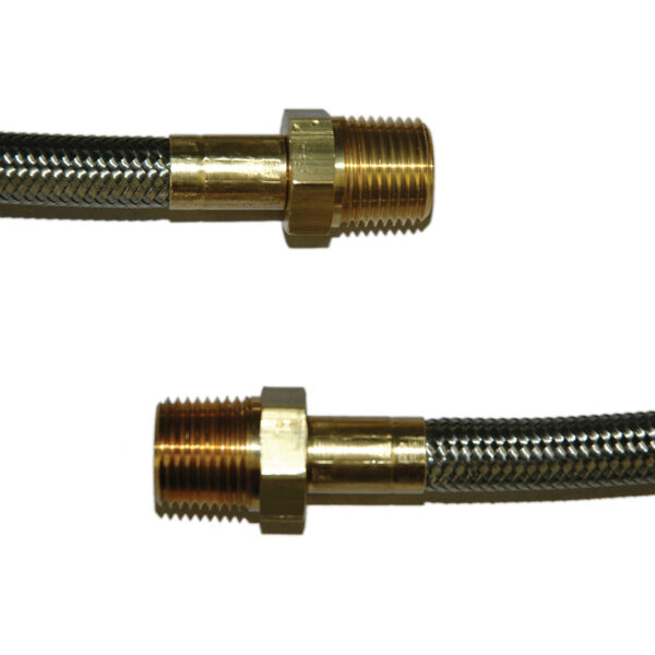Hose, High Heat Resistant, PTFE, 1' Long, Swaged 1/2" Male NPT Fittings on Both Ends