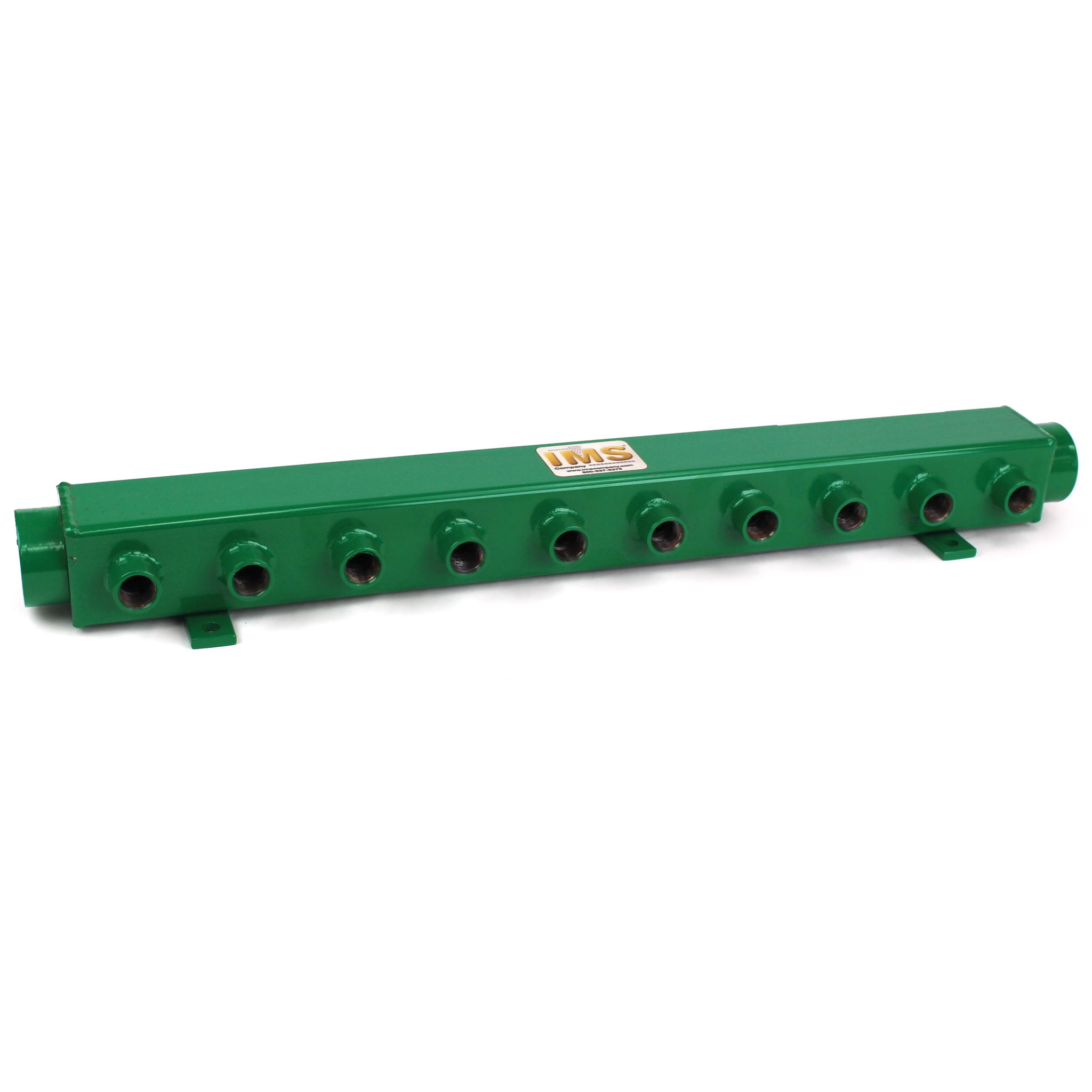 Manifold, Water, Steel, HV-ST Series (2) 1-1/2" NPT Inlet/Outlet, (10) 1/2" NPT Ports, 25-1/4" OAL - Image 1