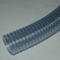 Loader Hose, 2-1/4" ID, Static Wire, Clear Wall, Helix Reinforced Food Grade PVC & Seamless Smooth Bore