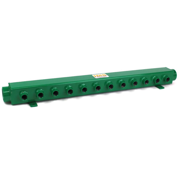 Manifold, Water, Steel, HV-ST Series (2) 1-1/2" NPT Inlet/Outlet, (12) 1/2" NPT Ports, 30-1/4" OAL
