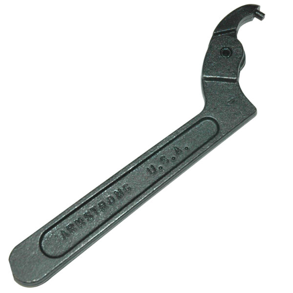 Spanner Wrench, Adjustable 3/4" to 2", 3/16" Pin Diameter, 6-3/8" Overall Length