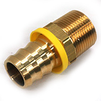 Hose Barb, 1" Inside Diameter Push-On, 1" Male NPT, Straight, Brass.