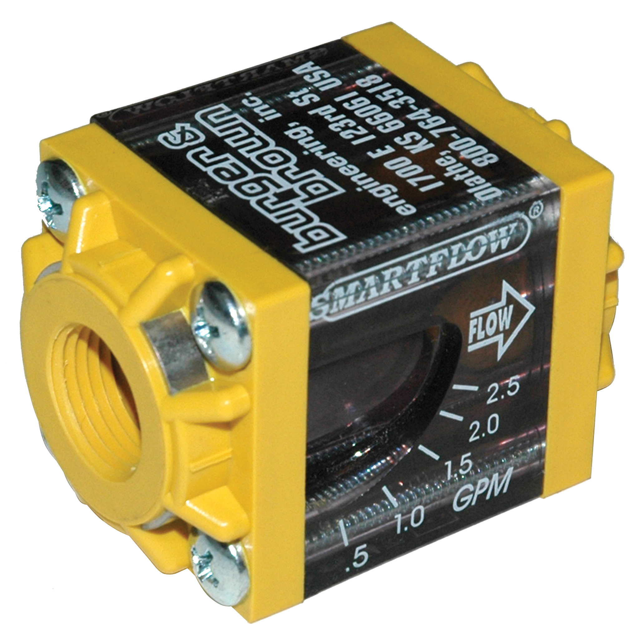 Flowmeter, 3/8" NPT Inlet and Outlet, 2.5 gpm, Nylon End Caps - Image 2