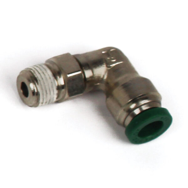 Push to Connect Tube Fitting, Elbow, Male Swivel, 1/2" OD Tube to 3/8" NPT