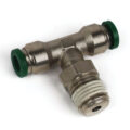 Push to Connect Tube Fitting, Branch Tee, Male Swivel, 1/4″ OD Tube x 1/8″ NPT