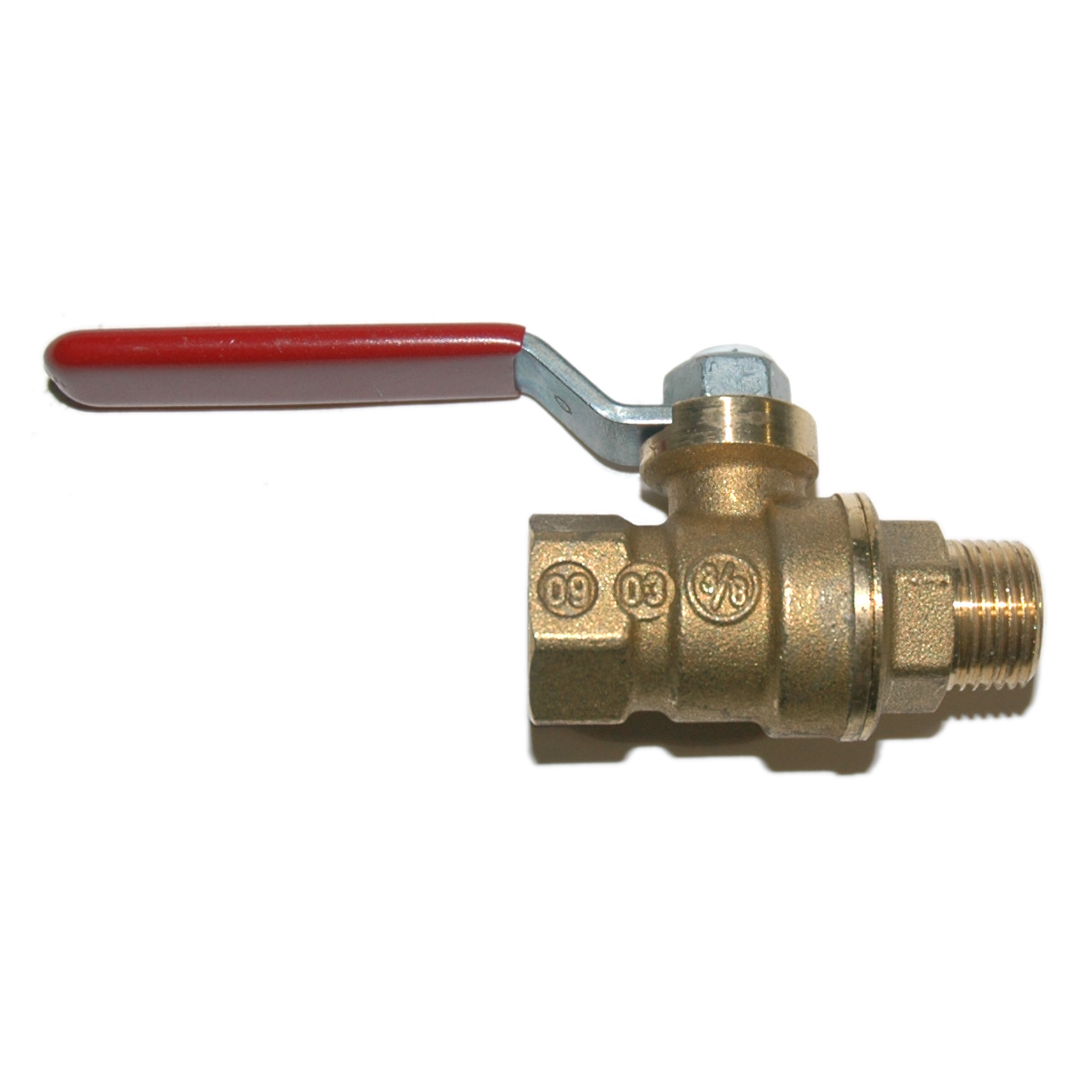 Ball Valve, 3/8" Male x 3/8" Female NPT Low Profile Stem, Brass - Image 1