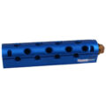 Manifold, Blue Aluminum (20) 3/8″ Ports and (2) 1″ Inlets with (1) Brass End Plug