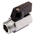 Ball Valve, Miniature, Male x Female, 3/8″ NPT, Chrome Plated Brass Body