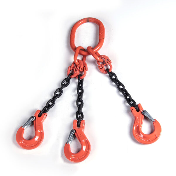 Chain Sling, Alloy, Type TOS, Three Leg, 9/32" Chain x 36" Reach, Sling Hooks with Safety Latches