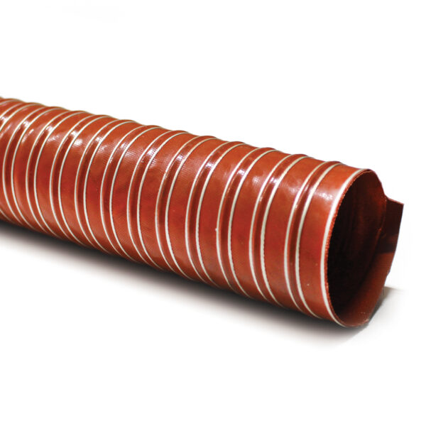 Hopper Dryer Hose, 1-Ply, Orange, 3-1/2" ID, 12' Long, Neoprene Coated Fiberglass