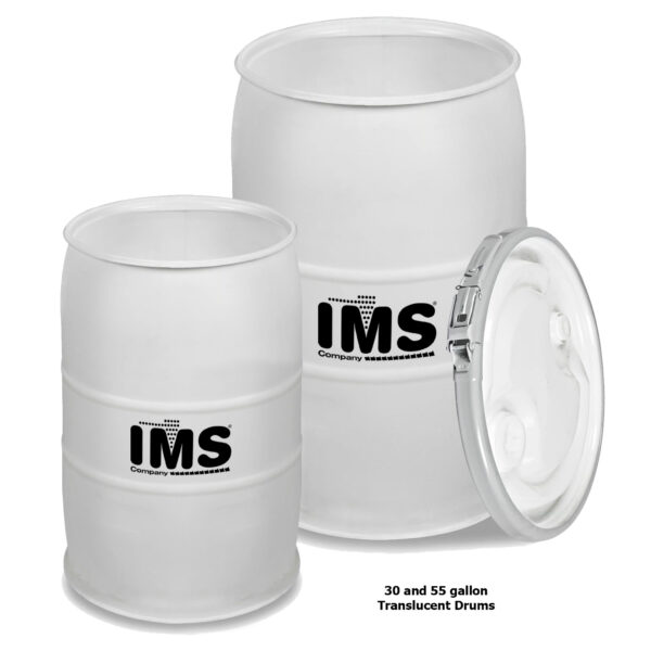 Plastic Drum with Lid, 55 Gallon, Natural Translucent Color