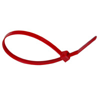 Cable Tie, Nylon, 5.7" Overall Length, 40 lb Minimum Tensile Strength, 100 Per Bag, Color: Red