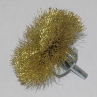 Brass Circular Flared End Brush, 2-3/4" Brush Diameter, 1/4" Shaft Diameter