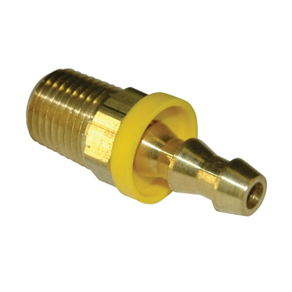 Hose Barb, 1/4" Inside Diameter Push-On, 1/4" Male NPT, Brass
