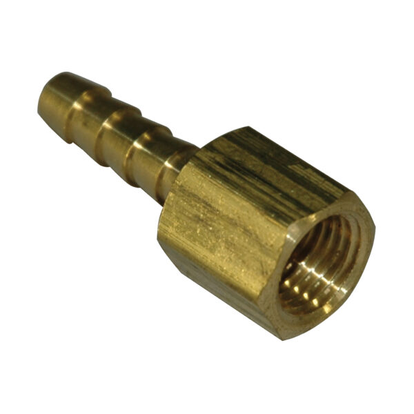Hose Barb, 1/4" Inside Diameter Hose, 1/4" Female NPT, Straight, Brass