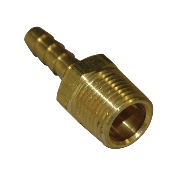 Hose Barb, 1/4" Inside Diameter Hose, 3/8" Male NPT, Straight, Brass