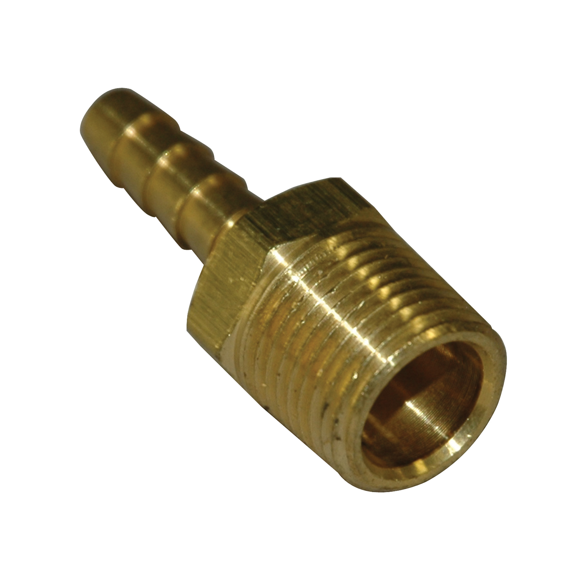 Hose Barb, 1/4" Inside Diameter Hose, 3/8" Male NPT, Straight, Brass - Image 1