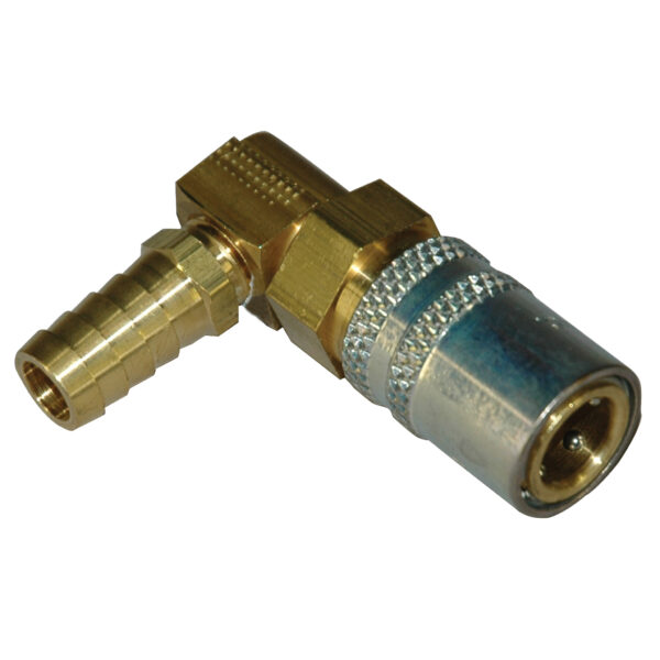 Coupler, 3/8" Passage, 90 Degree, 1/2" Hose, Valved, 318V Series.