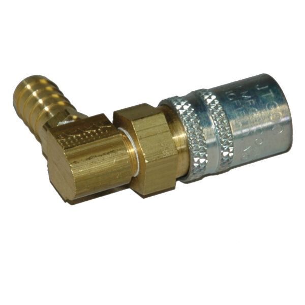 Coupler, 3/8" Passage, 90 Degree, 1/2" Hose, Valved, 318V Series.