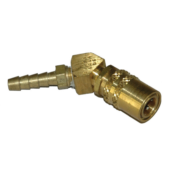 Coupler, Water, 1/4" Passage, 45 Degree, 1/4" ID hose, 224 Series.