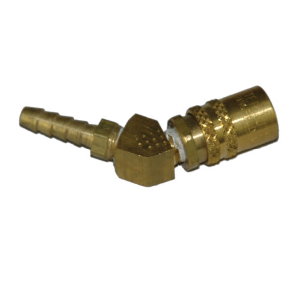 Coupler, Water, 1/4" Passage, 45 Degree, 1/4" ID hose, 224 Series.
