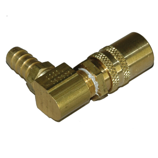 Coupler, 3/8" High Flow Passage, 90 Degree, 1/2" ID Hose, 318Hf Series.