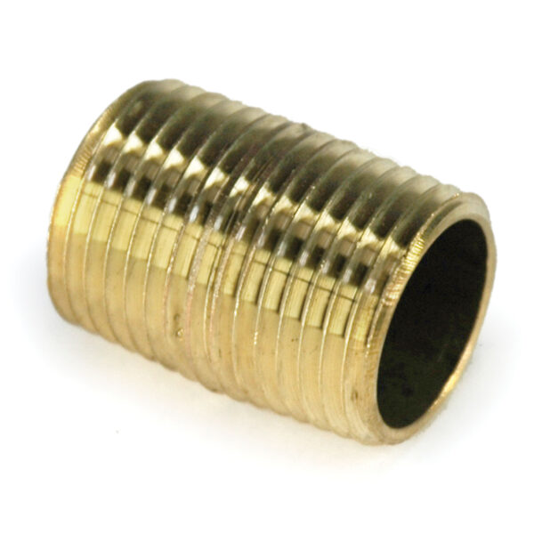 Pipe Nipple, 1/2" NPT, Close, Brass