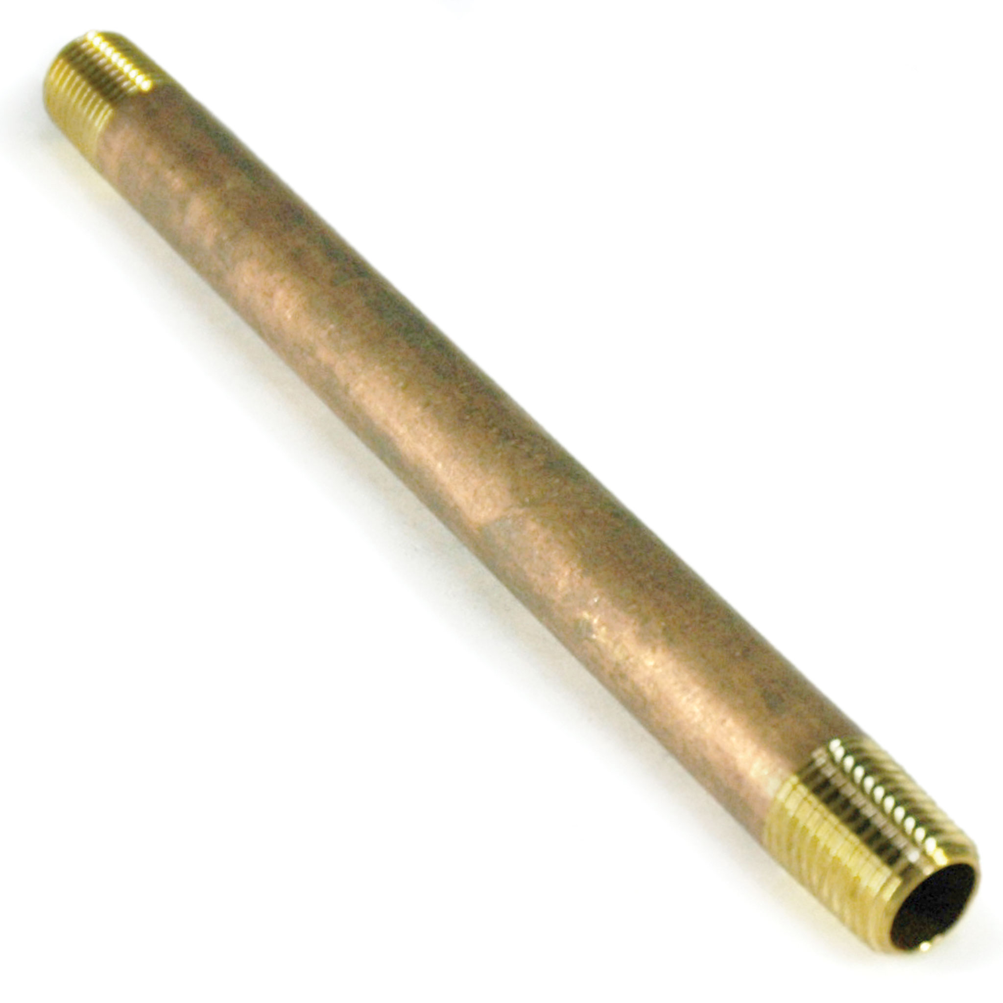 Pipe Nipple, 1/4" NPT, 6" Length, Brass - Image 1