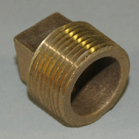 Plug, Square Head, Cored, 1" NPT, Bronze