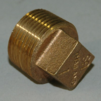 Plug, Square Head, Cored, 1" NPT, Bronze