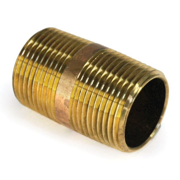 Pipe Nipple, 1" NPT, 2" Length, Brass