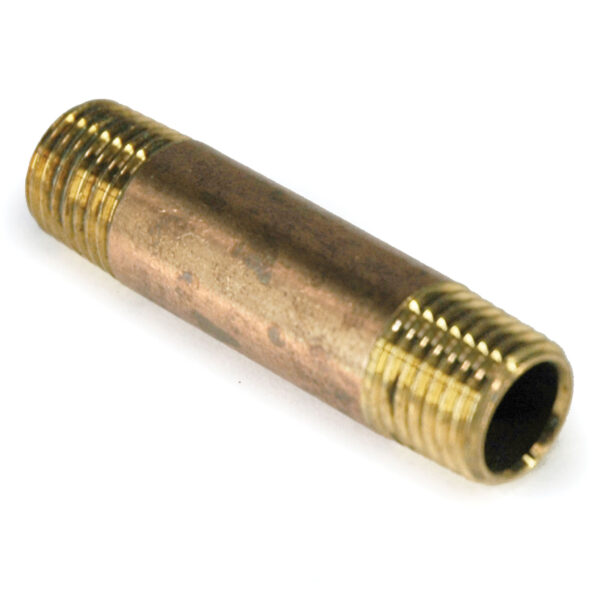 Pipe Nipple, 1/4" NPT, 2" Length, Brass