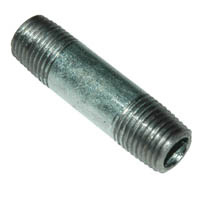 Pipe Nipple, 1/4" NPT, 2" Length, Galvanized Steel