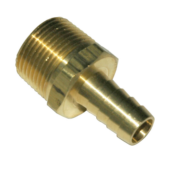 Hose Barb, 1/2" Inside Diameter Hose, 3/4" Male NPT, Straight, Brass.