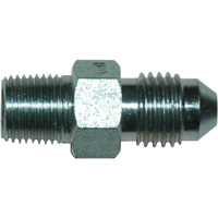 Adapter Fitting, Male JIC x Male Pipe Thread, 7/16"-20 Male JIC 37 Degree Flare x 1/8" Male NPT.