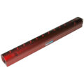 Manifold, Red Aluminum, (2) 3/4″ Inlets and (12) 3/8″ Ports, with (1) Bronze End Plug