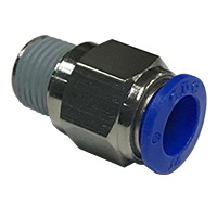 Push to Connect Tube Fitting, Connector, Male, 10mm OD Tube, 1/4" BSPP